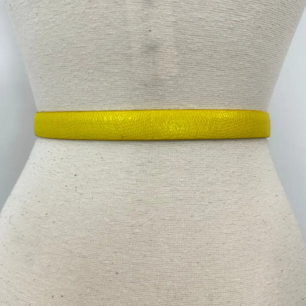 Worth Embossed Leather Waist Belt Yellow S Made in USA